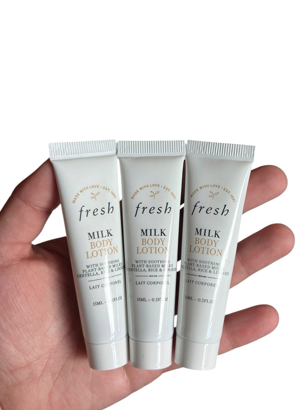 fresh Milk Body Lotion - Lot of 3 - Travel Size Mini 15ml / 0.5oz Each (NEW)